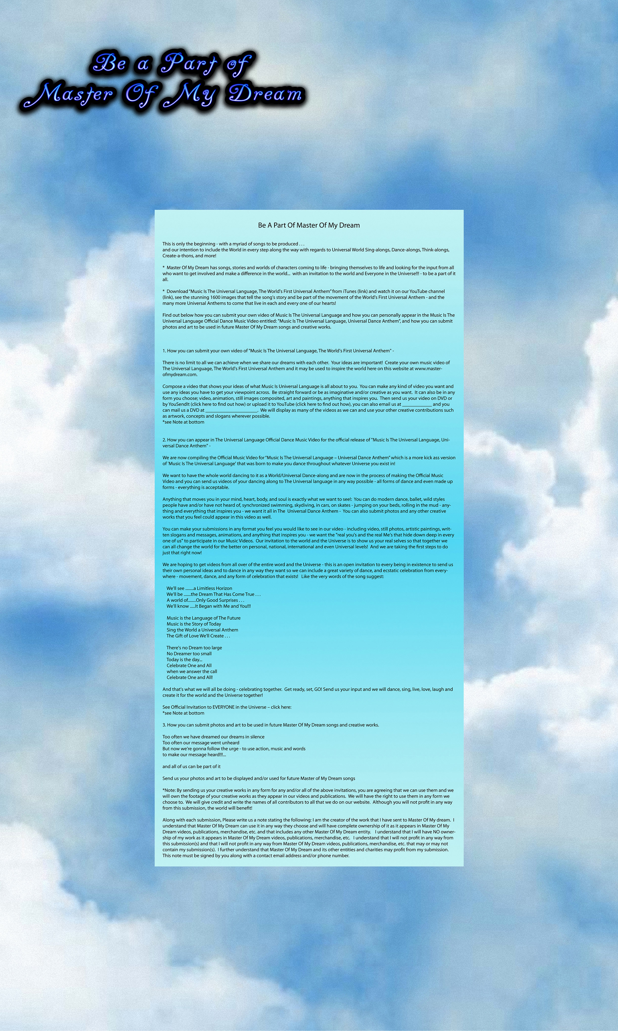 Master Of My Dream Background